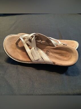 Comfort Women's White/Tan Slide Sandals